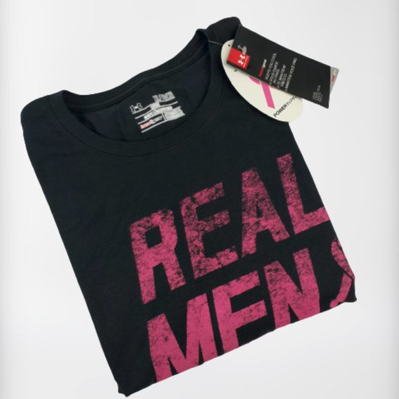 Under Armour Power In Pink HeatGear Mens T-Shirt "Real Men Wear Pink" Size XL - Picture 3 of 8